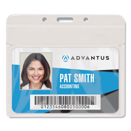 Picture of PVC-Free Badge Holders, Horizontal, Clear 4.5" x 4" Holder, 4.13" x 3.25" Insert, 50/Pack