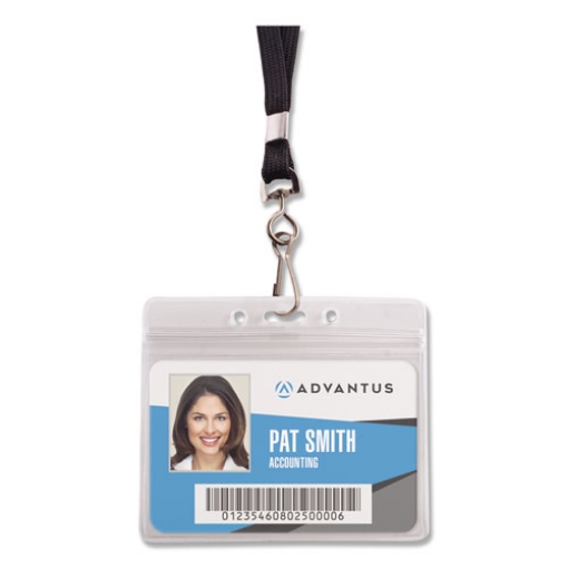 Picture of Resealable Badge Holders Combo Pack with 36" Lanyard, Horizontal, Frost 4.13" x 3.75" Holder, 3.88" x 2.63" Insert, 20/Pack