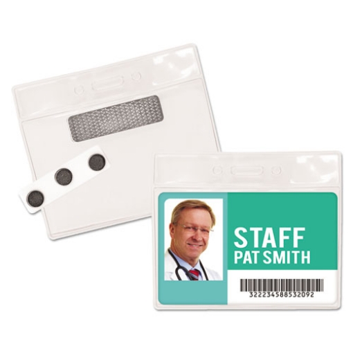 Picture of Magnetic-Style Name Badge Kits, Horizontal, Clear 4.5" x 3.25" Holder, 4.13" x 3" Insert, 20/Pack