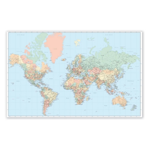 Picture of Laminated Wall Maps, World, Dry Erase, 50 x 32