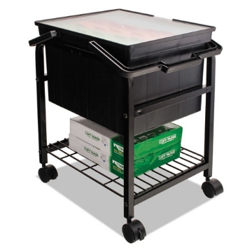 Picture of heavy-duty file shuttle, metal, 1 shelf, 17.13" x 14.25" x 20", black