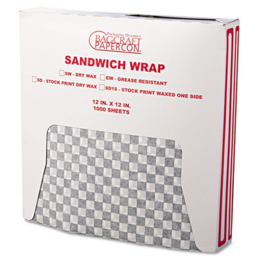 Picture of Grease-Resistant Paper Wraps And Liners, 12 X 12, Black Check, 1,000/box, 5 Boxes/carton