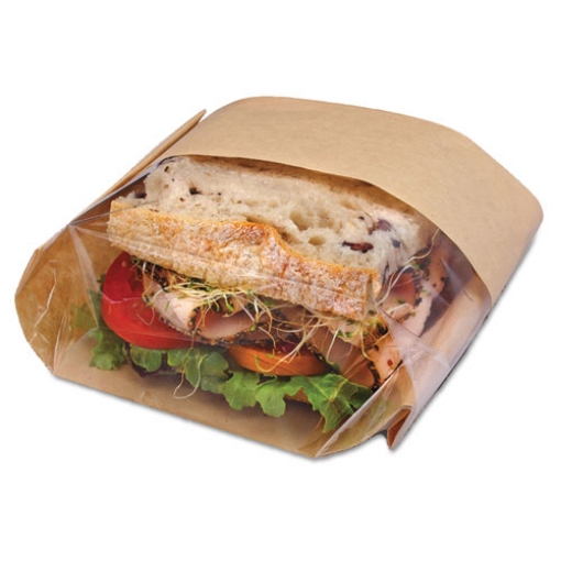 Picture of Dubl View Sandwich Bags, 2.35 Mil, 9.5" X 2.75", Natural Brown, 500/carton