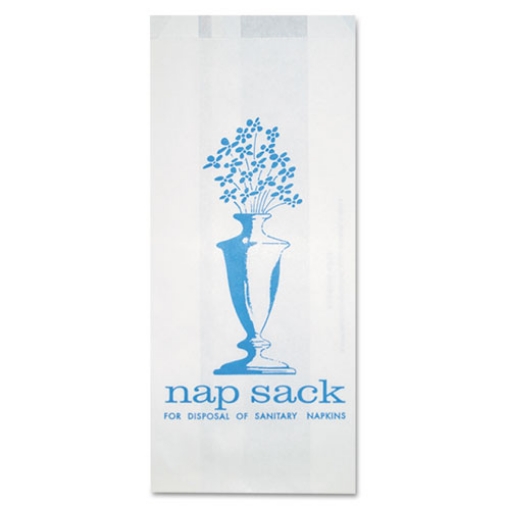 Picture of Nap Sack Sanitary Disposal Bags, 4" X 9", White, 1,000/carton