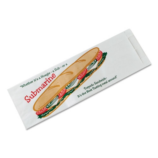 Picture of Sub Sandwich Bags, 4.5" X 14", White/submarine-Sandwich Theme, 1,000/carton