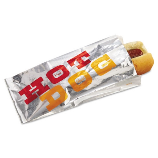 Picture of Foil Single-Serve Bags, 3.5" x 8.5", Silver/"Hot Dog" Design, 1,000/Carton