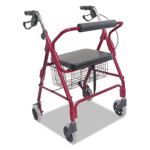 Picture of Ultra Lightweight Rollator, Adjusts 33.75" to 38", 300 lb Capacity, Burgundy