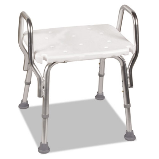 Picture of Shower Chair, Backless, Supports Up To 350 Lb, 16" To 20" Seat Height, White/aluminum