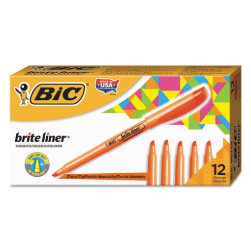 Picture of Brite Liner Highlighter, Fluorescent Orange Ink, Chisel Tip, Orange/black Barrel, Dozen