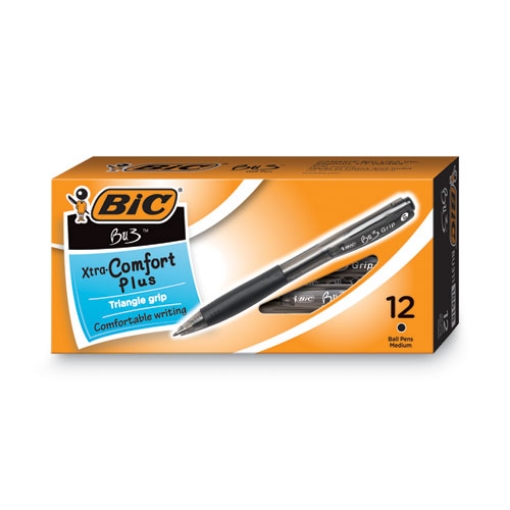 Picture of BU3 Ballpoint Pen, Retractable, Bold 1 mm, Black Ink, Smoke/Black Barrel, Dozen