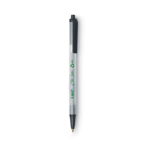 Picture of Ecolutions Clic Stic Ballpoint Pen, Retractable, Medium 1 mm, Black Ink, Translucent Frost/Black Barrel, Dozen