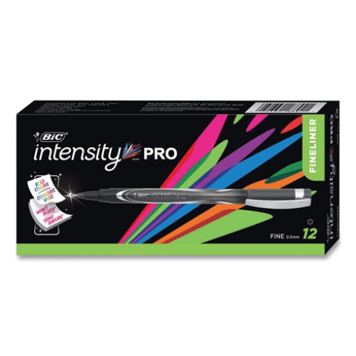 Picture of Intensity Porous Point Pen, Stick, Fine 0.5 Mm, Black Ink, Black Barrel, Dozen