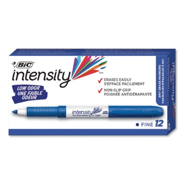 Picture of Intensity Low Odor Fine Point Dry Erase Marker, Fine Bullet Tip, Blue, Dozen