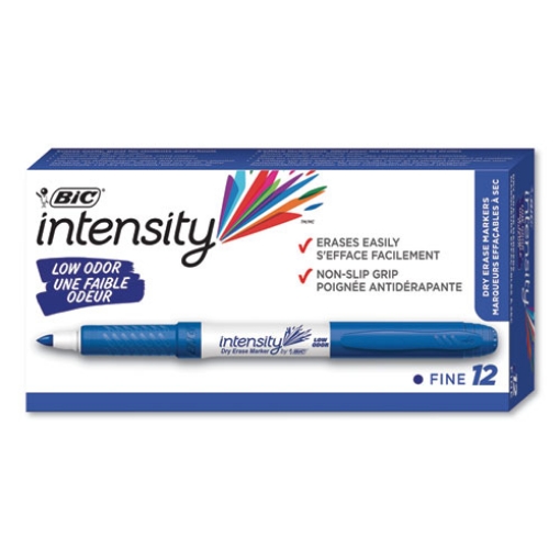 Picture of Intensity Low Odor Fine Point Dry Erase Marker, Fine Bullet Tip, Blue, Dozen