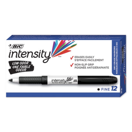 Picture of Intensity Low Odor Fine Point Dry Erase Marker, Fine Bullet Tip, Black, Dozen