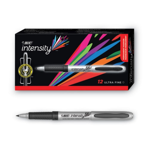 Picture of Intensity Fine Tip Permanent Marker, Fine Bullet Tip, Tuxedo Black, Dozen