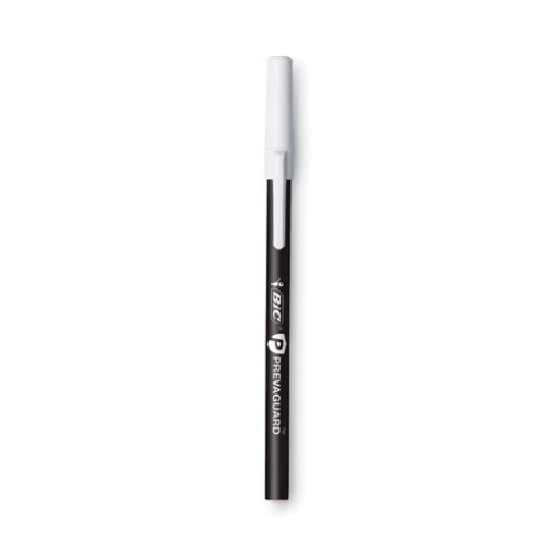 Picture of PrevaGuard Round Stic Pen, Stick, Medium 1 mm, Black Ink, Black Barrel, 8/Pack