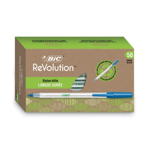 Picture of Ecolutions Round Stic Ballpoint Pen Value Pack, Stick, Medium 1 Mm, Blue Ink, Clear Barrel, 50/pack