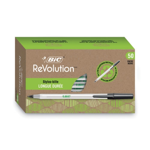 Picture of Ecolutions Round Stic Ballpoint Pen Value Pack, Stick, Medium 1 Mm, Black Ink, Clear Barrel, 50/pack