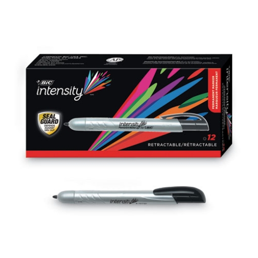 Picture of Intensity Retractable Permanent Marker, Fine Bullet Tip, Black, Dozen