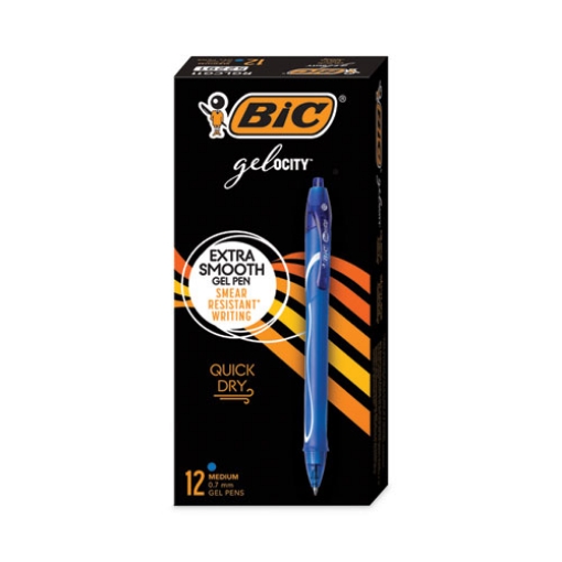 Picture of Gel-Ocity Quick Dry Gel Pen, Retractable, Medium 0.7 Mm, Blue Ink, Blue Barrel, Dozen