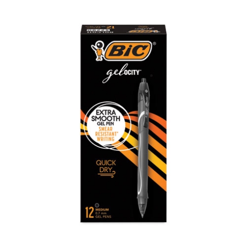 Picture of Gel-Ocity Quick Dry Gel Pen, Retractable, Medium 0.7 Mm, Black Ink, Black Barrel, Dozen