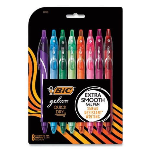 Picture of Gel-ocity Quick Dry Gel Pen, Retractable, Medium 0.7 mm, Randomly Assorted Ink and Barrel Colors, 8/Pack