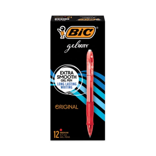 Picture of Gel-Ocity Gel Pen, Retractable, Medium 0.7 Mm, Red Ink, Translucent Red Barrel, Dozen