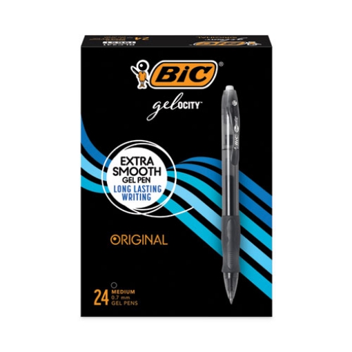 Picture of Gel-ocity Gel Pen Value Pack, Retractable, Medium 0.7 mm, Black Ink, Clear/Black Barrel, 24/Pack