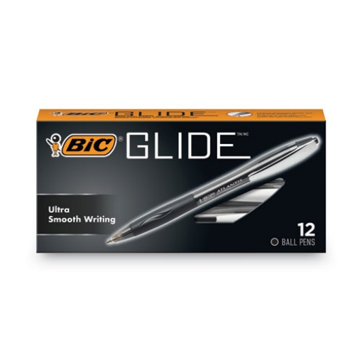 Picture of GLIDE Ballpoint Pen, Retractable, Medium 1 mm, Black Ink, Smoke/Black Barrel, Dozen