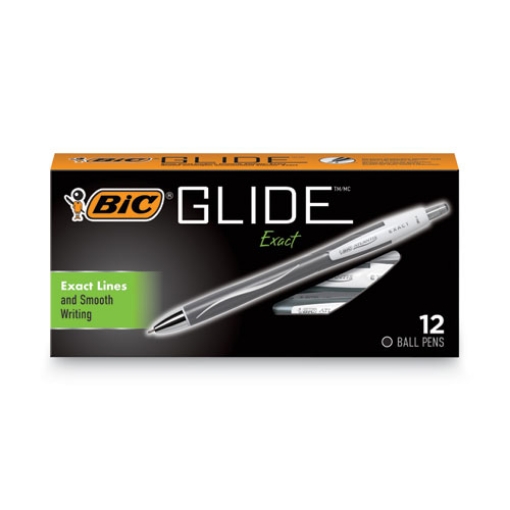 Picture of Glide Exact Ballpoint Pen, Retractable, Fine 0.7 Mm, Black Ink, Black Barrel, Dozen