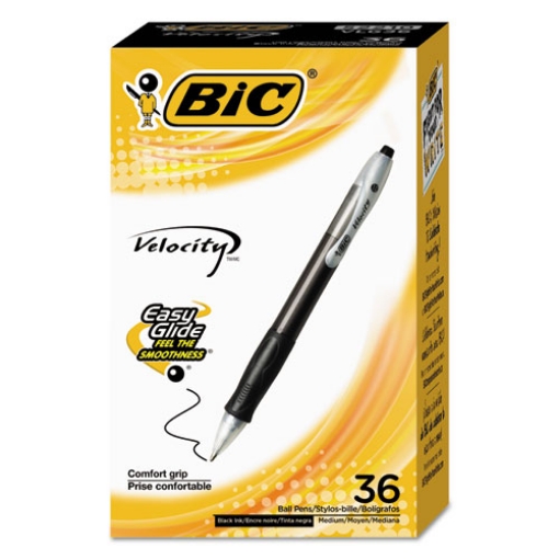 Picture of Velocity Easy Glide Ballpoint Pen Value Pack, Retractable, Medium 1 Mm, Black Ink, Black Barrel, 36/pack