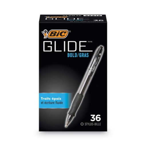 Picture of GLIDE Bold Ballpoint Pen Value Pack, Retractable, Bold 1.6 mm, Black Ink, Smoke Barrel, 36/Pack