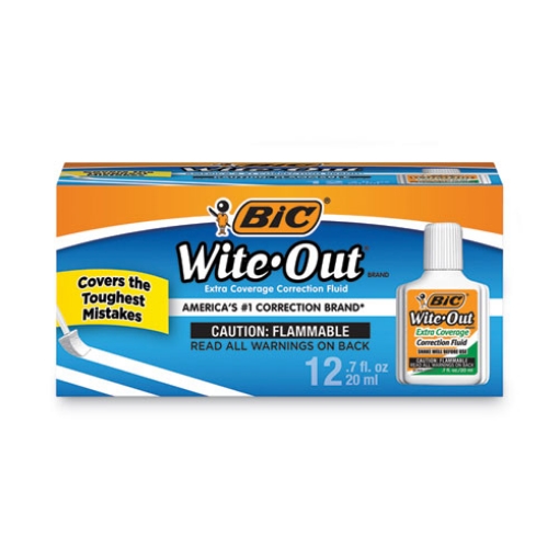 Picture of Wite-Out Extra Coverage Correction Fluid, 20 mL Bottle, White, Dozen