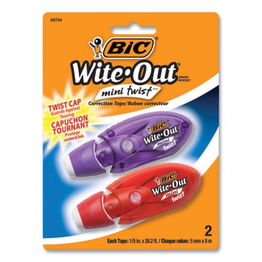 Picture of Wite-Out Mini Twist Correction Tape, Non-Refillable, Blue/Fuchsia Applicators 0.2" x 314", 2/Pack