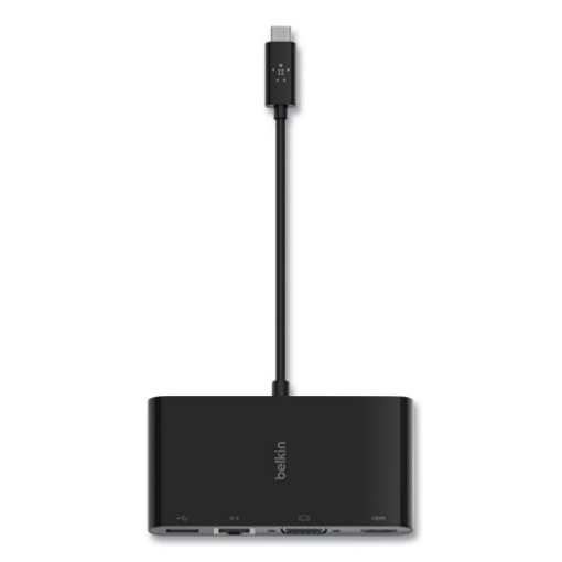 Picture of USB-C Multimedia Adapter, HDMI/Ethernet/USB-A/USB-C/VGA, 4.33", Black