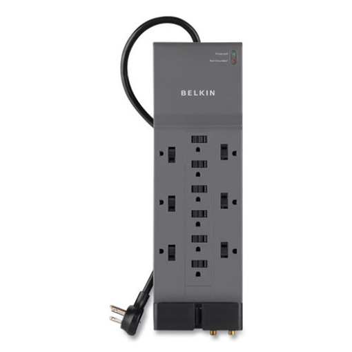 Picture of Professional Series SurgeMaster Surge Protector, 12 AC Outlets, 8 ft Cord, 3,780 J, Dark Gray