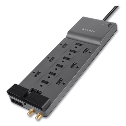 Picture of professional series surgemaster surge protector, 12 ac outlets, 10 ft cord, 3,996 j, dark gray