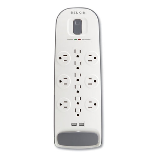 Picture of Home/Office Surge Protector, 12 AC Outlets, 6 ft Cord, 3,996 J, White/Black