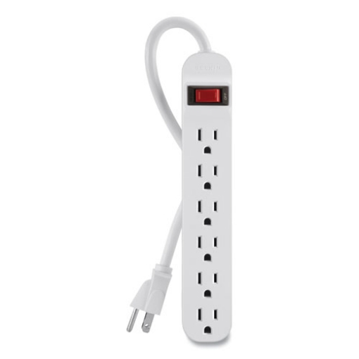 Picture of Power Strip, 6 Outlets, 3 Ft Cord, White