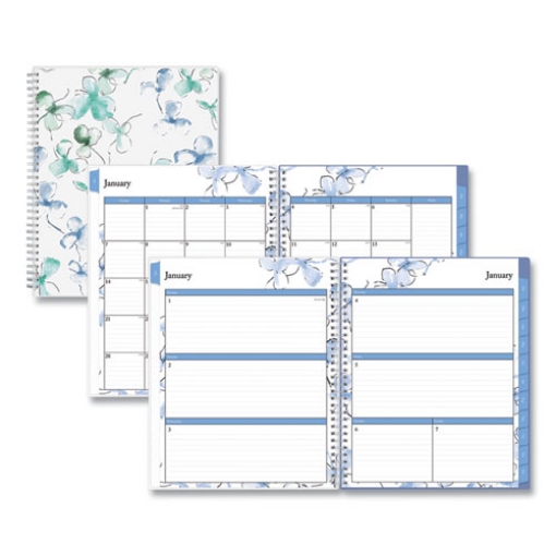 Picture of Lindley Weekly/Monthly Planner, Lindley Floral Artwork, 11 x 8.5, White/Blue/Green Cover, 12-Month (Jan to Dec): 2024