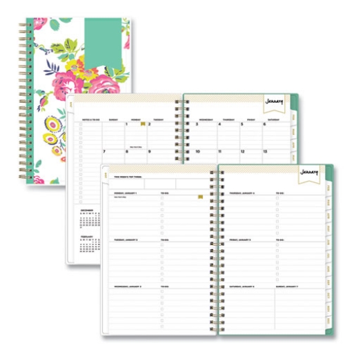 Picture of Day Designer Peyton Create-Your-Own Cover Weekly/Monthly Planner, Floral Artwork, 8 x 5, White, 12-Month (Jan-Dec): 2024