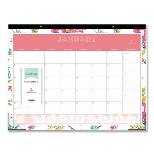 Picture of Day Designer Peyton Desk Pad Calendar, Floral Artwork, 22 x 17, Black Binding, Clear Corners, 12-Month (Jan-Dec): 2024