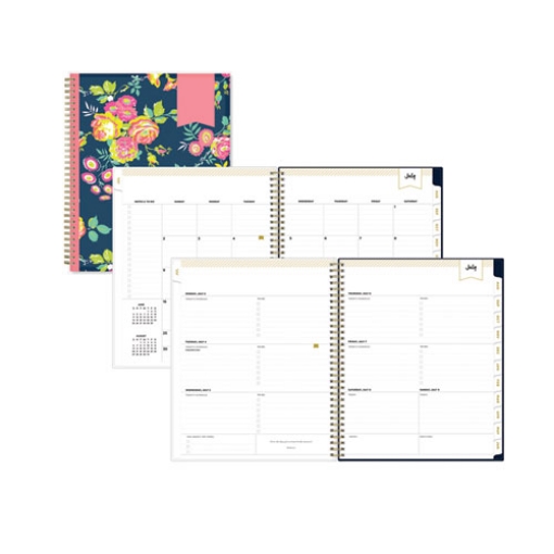 Picture of Day Designer Peyton Create-Your-Own Cover Weekly/Monthly Planner, Floral, 11 x 8.5, Navy, 12-Month (July to June): 2023-2024