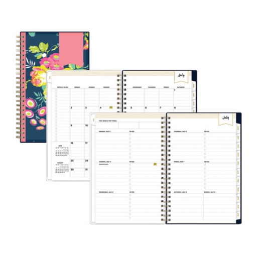 Picture of Day Designer Peyton Create-Your-Own Cover Weekly/Monthly Planner, Floral, 8 x 5, Navy, 12-Month (July-June): 2023 to 2024