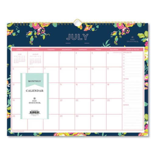 Picture of Day Designer Peyton Academic Wall Calendar, Floral Artwork, 15 x 12, White/Navy Sheets, 12-Month (July to June): 2023 to 2024