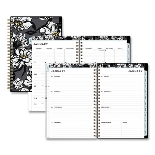 Picture of Baccara Dark Create-Your-Own Cover Weekly/Monthly Planner, Floral, 8 x 5, Gray/Black/Gold Cover, 12-Month (Jan-Dec): 2024