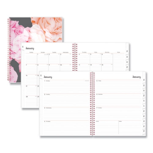 Picture of Joselyn Weekly/Monthly Planner, Joselyn Floral Artwork, 11 x 8.5, Pink/Peach/Black Cover, 12-Month (Jan to Dec): 2024