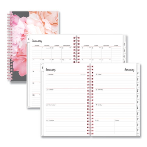 Picture of Joselyn Weekly/Monthly Planner, Joselyn Floral Artwork, 8 x 5, Pink/Peach/Black Cover, 12-Month (Jan to Dec): 2024