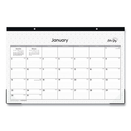 Picture of Enterprise Desk Pad, Geometric Artwork, 17 x 11, White/Gray Sheets, Black Binding, Clear Corners, 12-Month (Jan-Dec): 2024